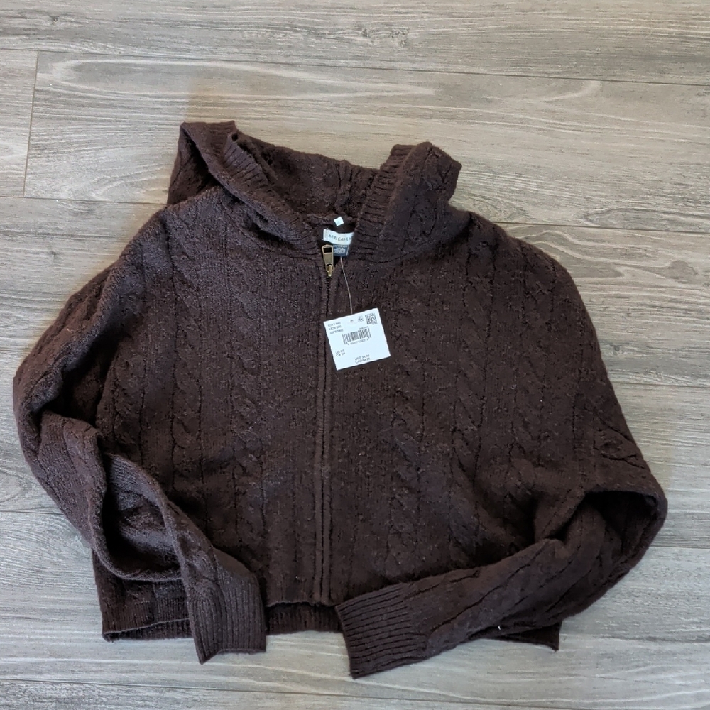 American Eagle Outfitters Chocolate Brown Hooded Cardigan